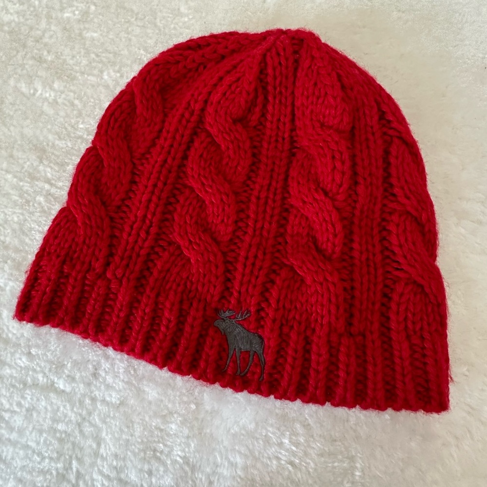 abercrombie kids Red Knit Beanie Hat